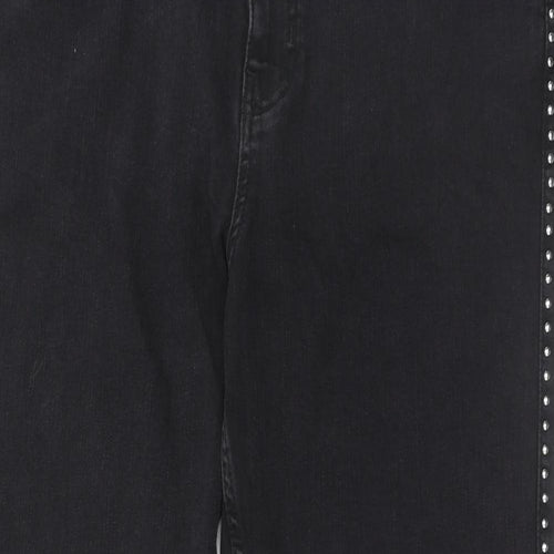 Marks and Spencer Womens Black Cotton Straight Jeans Size 18 Regular Zip