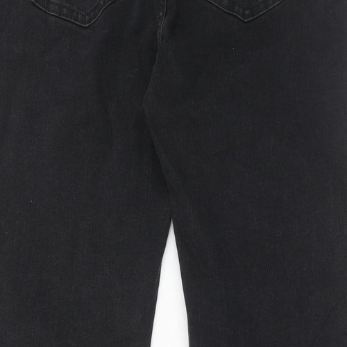 Marks and Spencer Womens Black Cotton Straight Jeans Size 18 Regular Zip