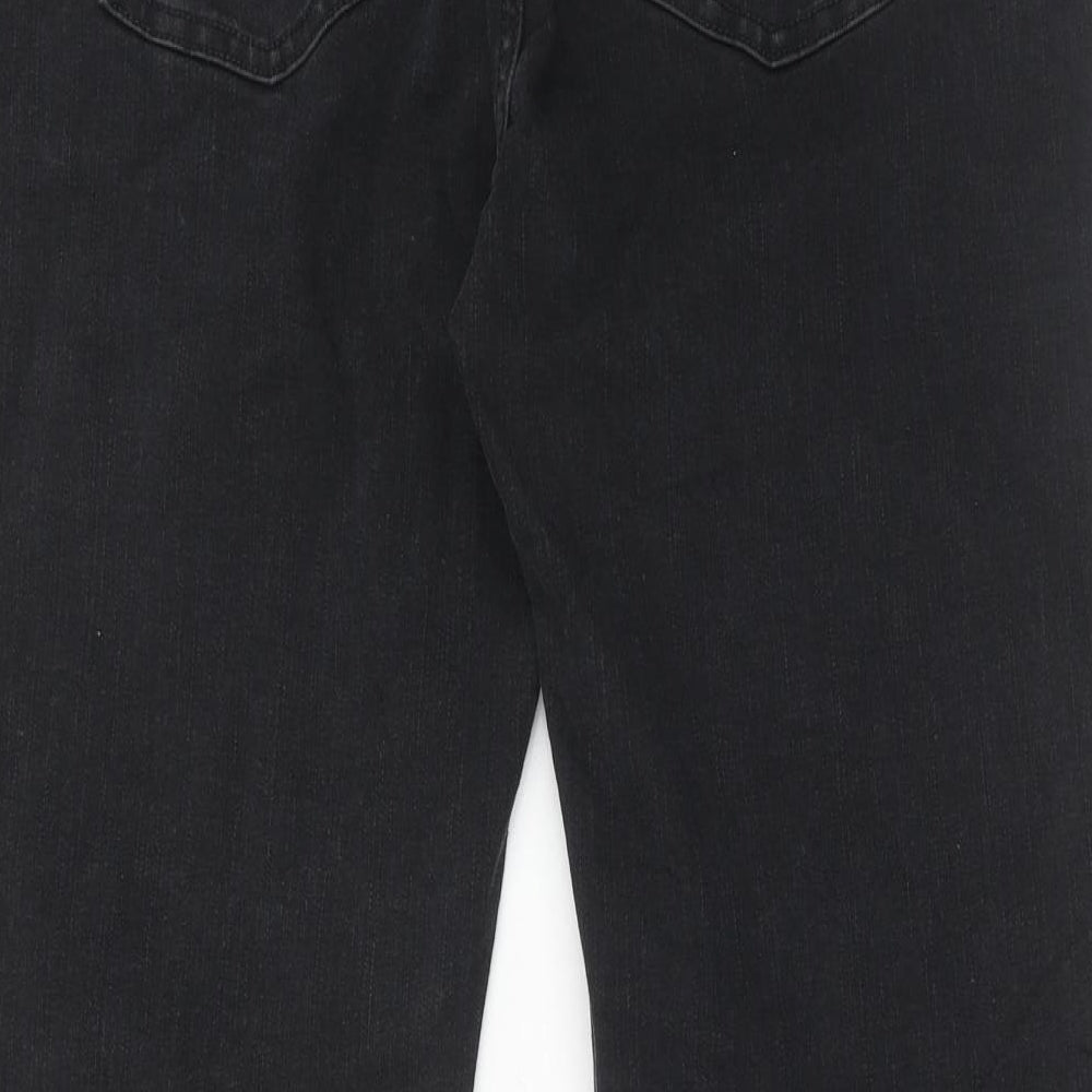 Marks and Spencer Womens Black Cotton Straight Jeans Size 18 Regular Zip