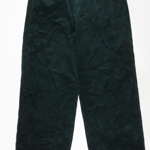Marks and Spencer Womens Green Cotton Trousers Size 18 Regular Zip