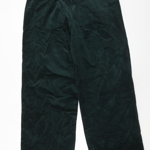 Marks and Spencer Womens Green Cotton Trousers Size 18 Regular Zip