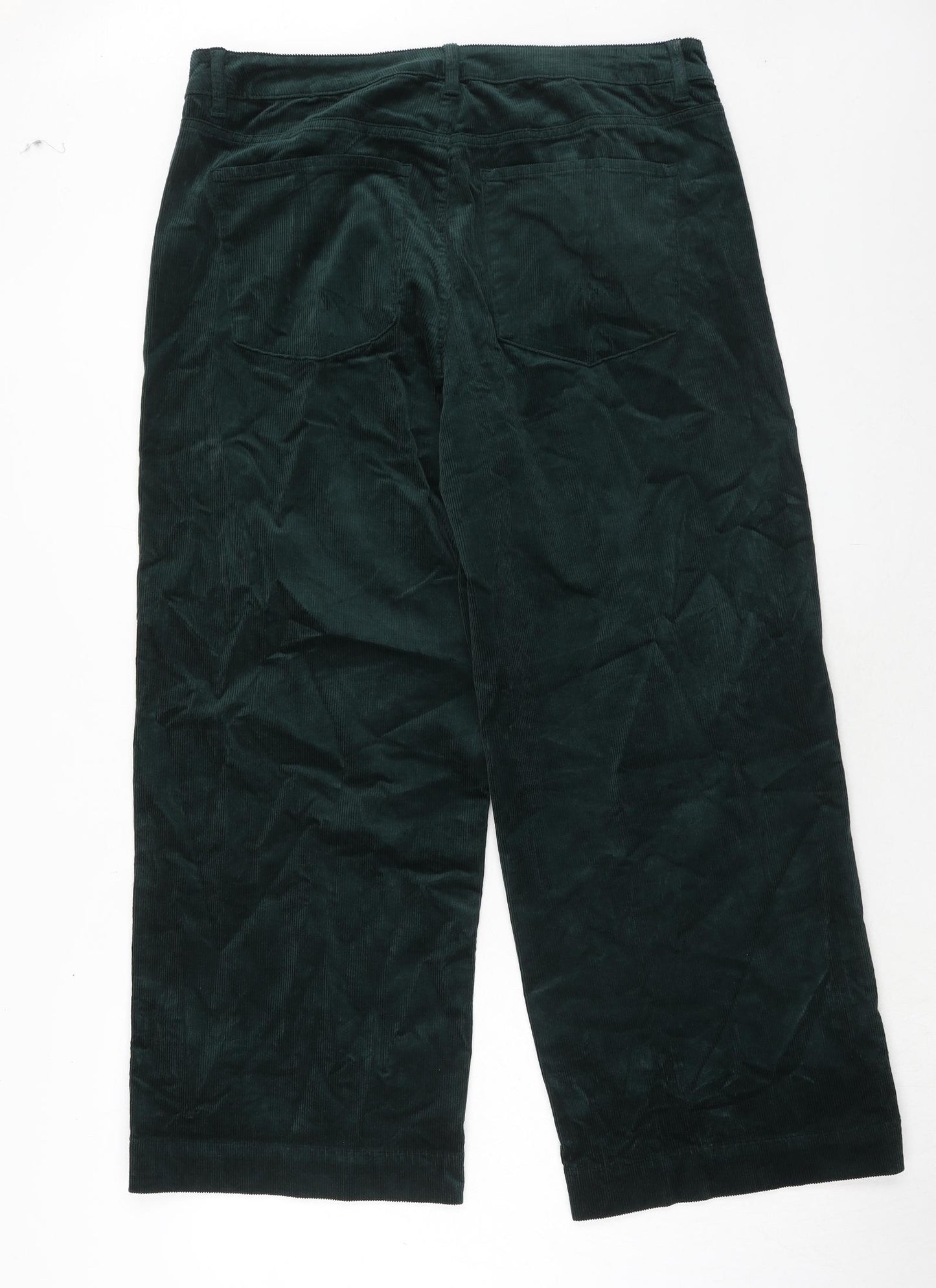 Marks and Spencer Womens Green Cotton Trousers Size 18 Regular Zip