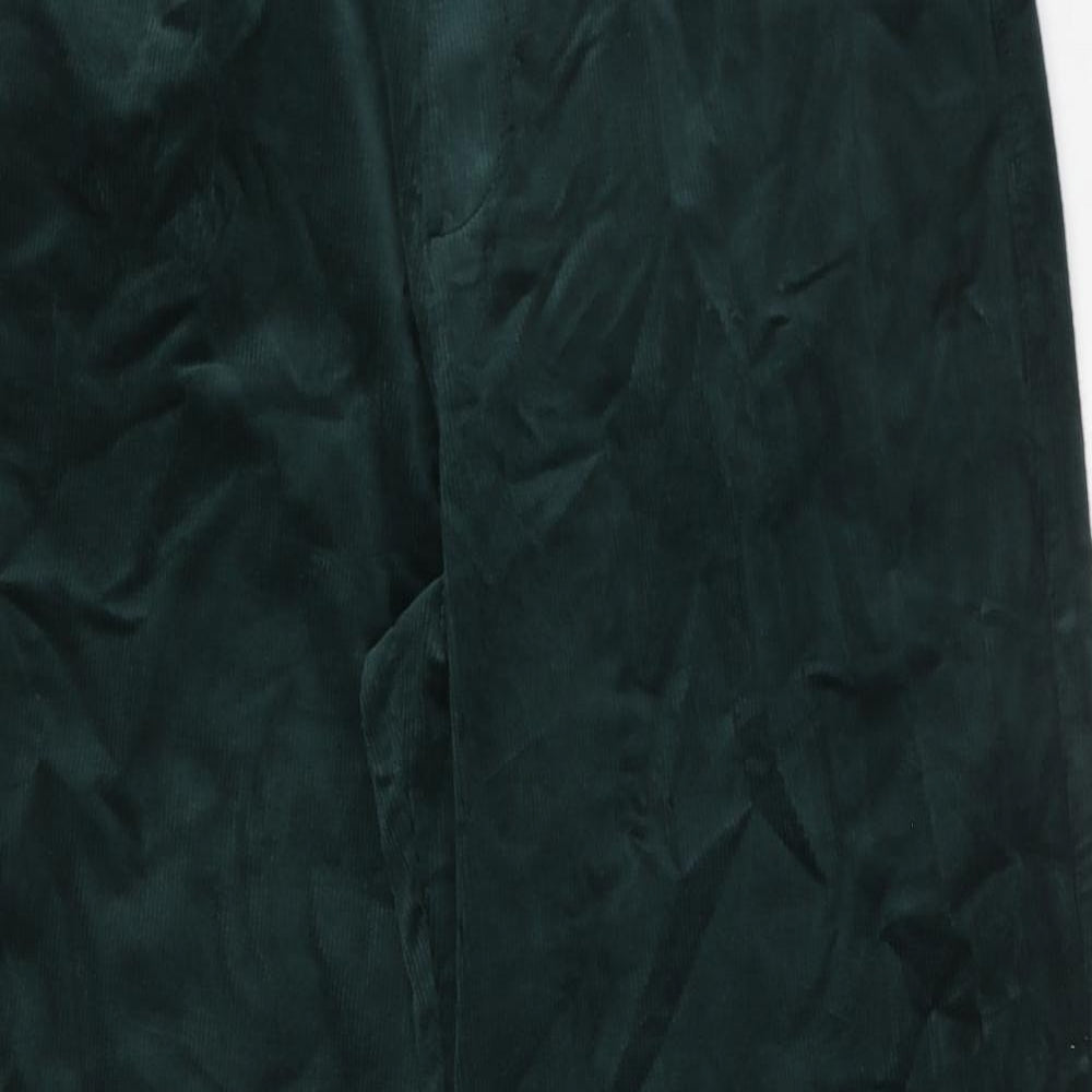 Marks and Spencer Womens Green Cotton Trousers Size 18 Regular Zip