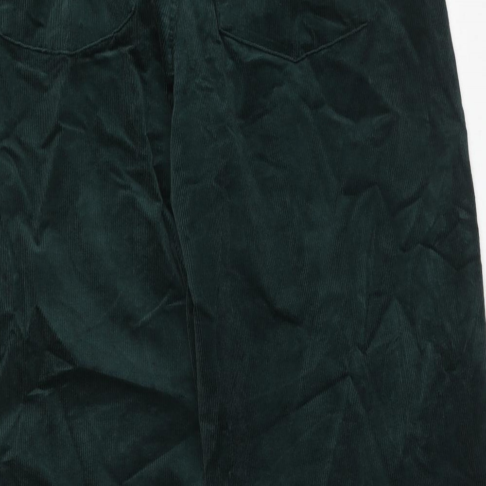 Marks and Spencer Womens Green Cotton Trousers Size 18 Regular Zip