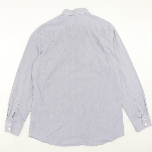 Charles Tyrwhitt Mens Blue Striped Cotton Button-Up Size 16.5 Collared Button