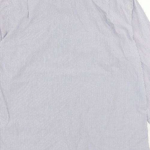 Charles Tyrwhitt Mens Blue Striped Cotton Button-Up Size 16.5 Collared Button