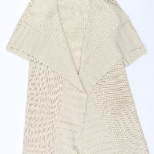 Elegance Womens Beige V-Neck Acrylic Cardigan Jumper Size 14