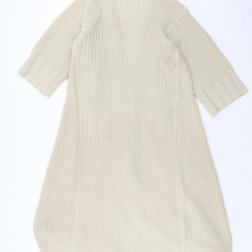 Elegance Womens Beige V-Neck Acrylic Cardigan Jumper Size 14