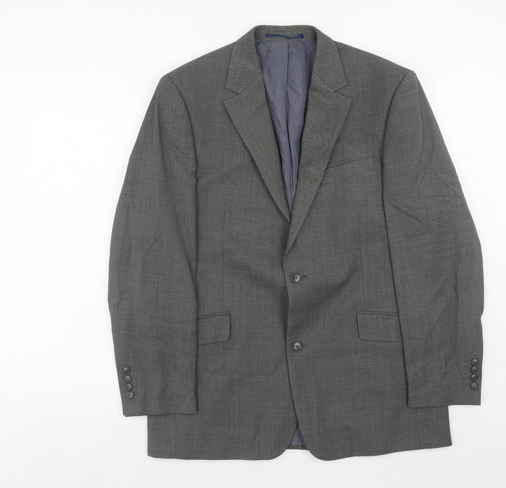 Daniel Hetcher Mens Grey Wool Jacket Suit Jacket Size 42 Regular