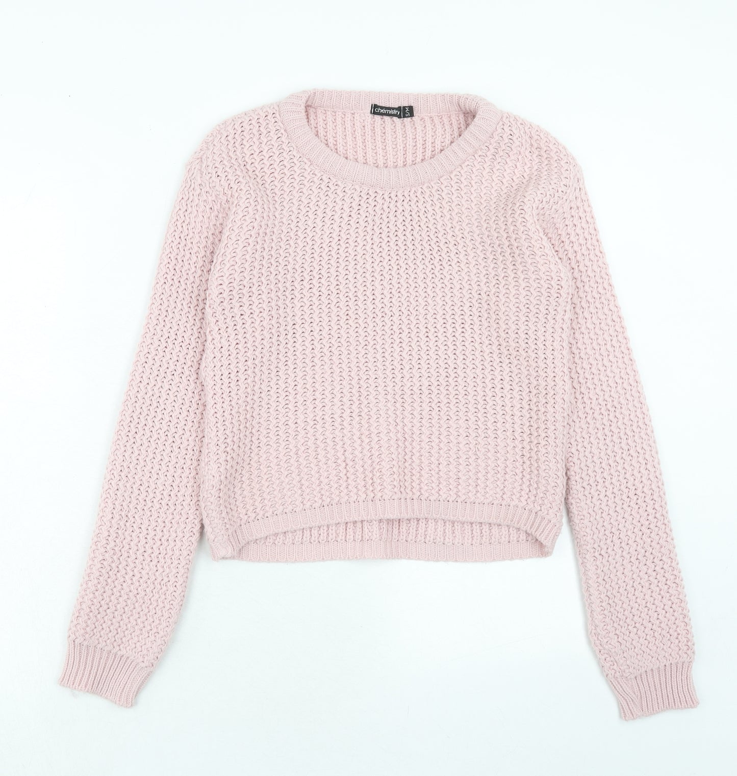 Chemistry Womens Pink Round Neck Acrylic Pullover Jumper Size S - Size S-M
