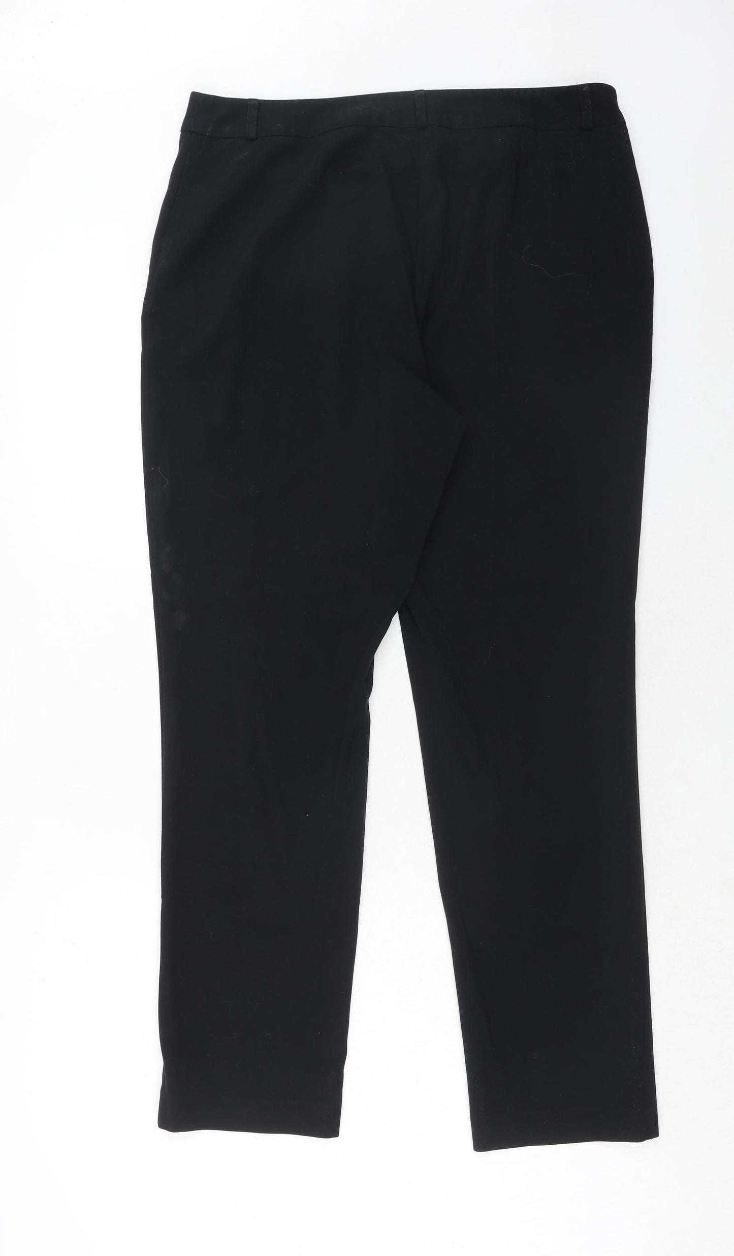 Marks and Spencer Womens Black Polyester Dress Pants Trousers Size 14 Slim Hook & Eye