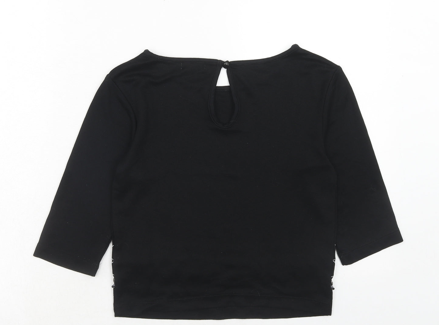 Cooperative Womens Black Geometric Polyester Basic Blouse Size XS Round Neck