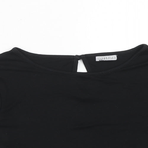 Cooperative Womens Black Geometric Polyester Basic Blouse Size XS Round Neck