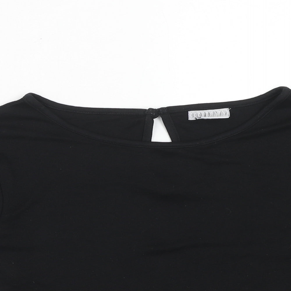 Cooperative Womens Black Geometric Polyester Basic Blouse Size XS Round Neck
