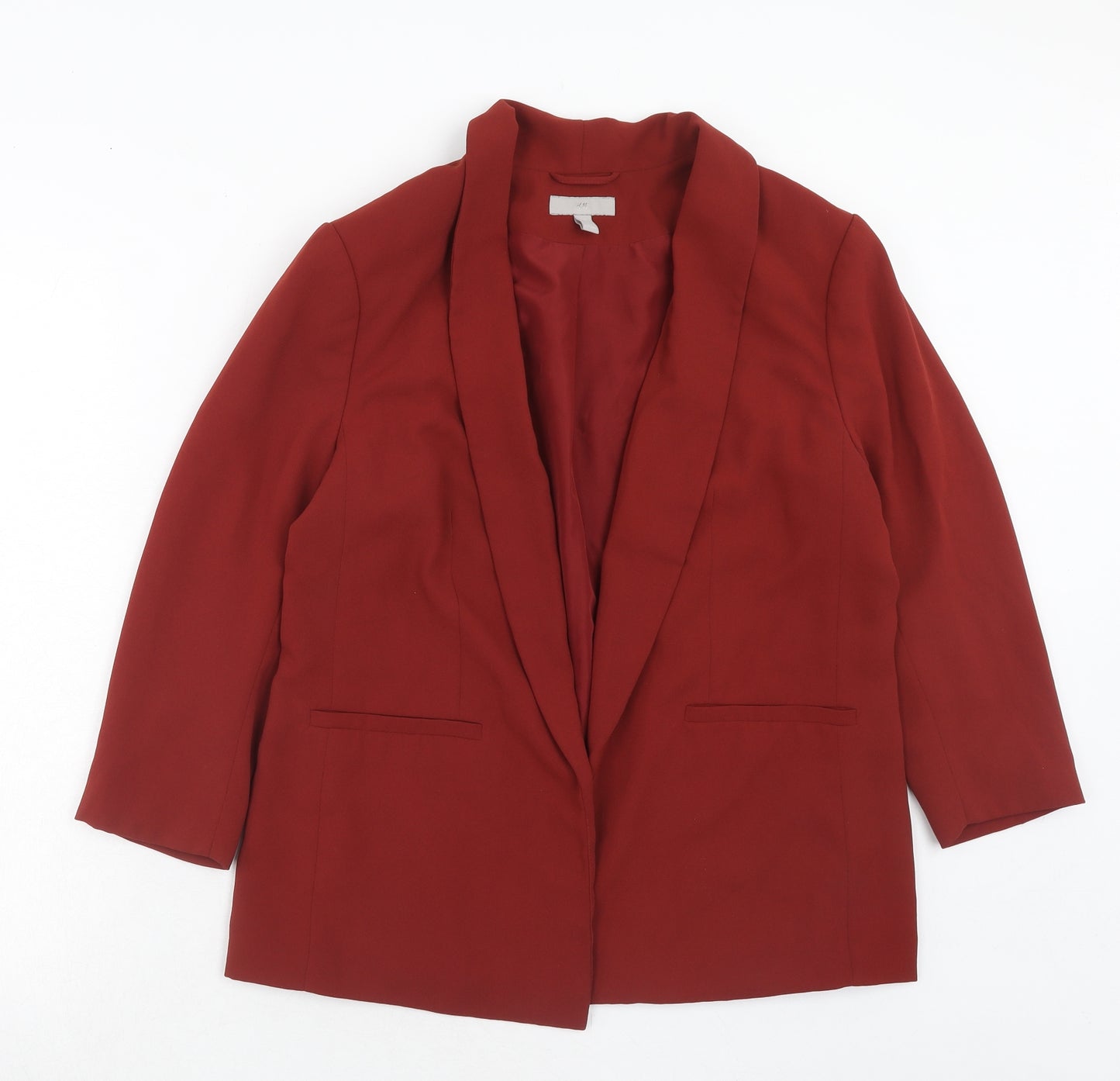 H&M Womens Red Polyester Jacket Suit Jacket Size 16 - Open