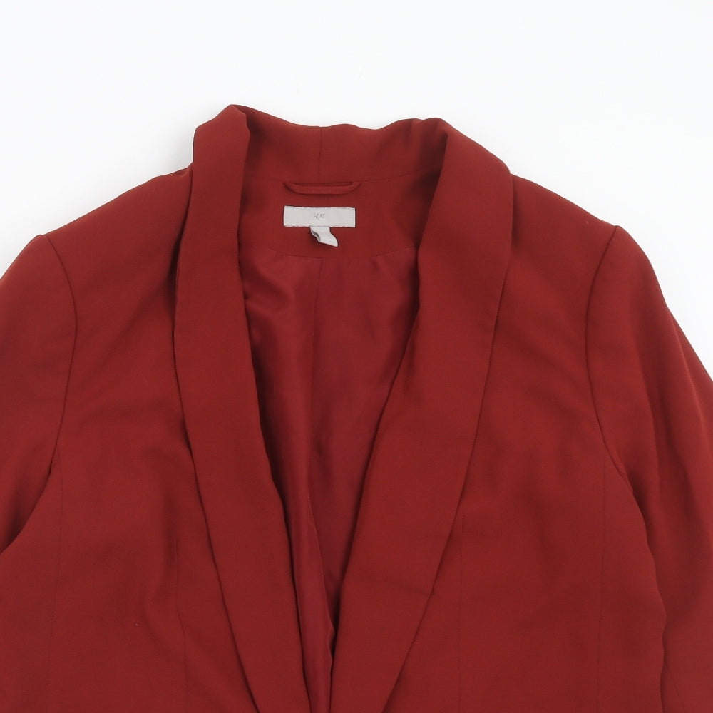 H&M Womens Red Polyester Jacket Suit Jacket Size 16 - Open