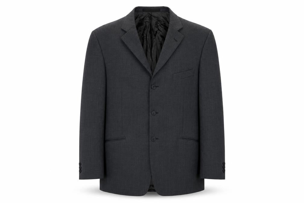 Front view of Marks & Spencer men’s grey polyester jacket suit jacket, size 44, regular