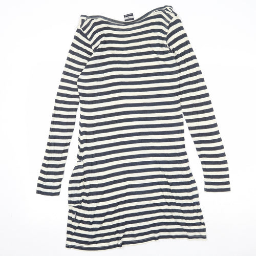 Tresspass Womens Blue Striped Viscose T-Shirt Dress Size S Boat Neck Pullover