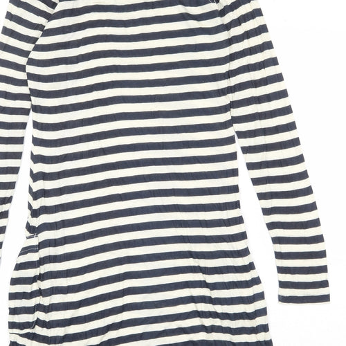 Tresspass Womens Blue Striped Viscose T-Shirt Dress Size S Boat Neck Pullover