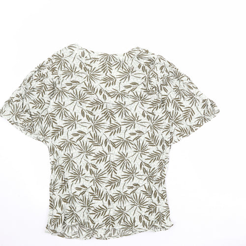 Damart Womens Green Geometric Viscose Basic Blouse Size 14 V-Neck