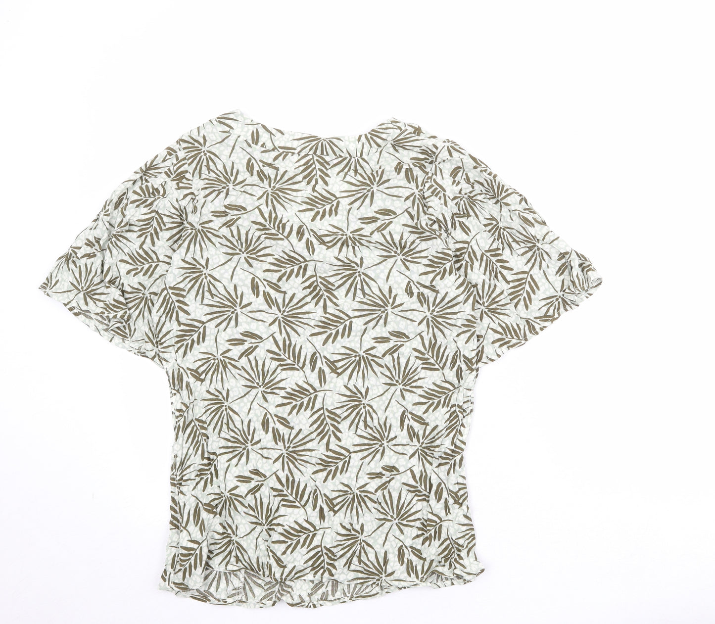 Damart Womens Green Geometric Viscose Basic Blouse Size 14 V-Neck
