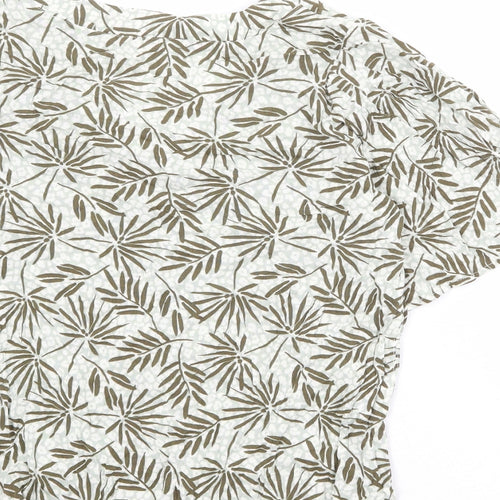 Damart Womens Green Geometric Viscose Basic Blouse Size 14 V-Neck