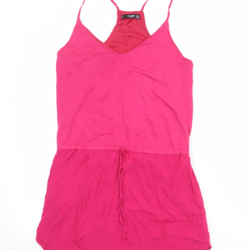 Mango Womens Pink Viscose Slip Dress Size S V-Neck Pullover