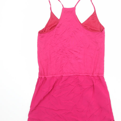 Mango Womens Pink Viscose Slip Dress Size S V-Neck Pullover