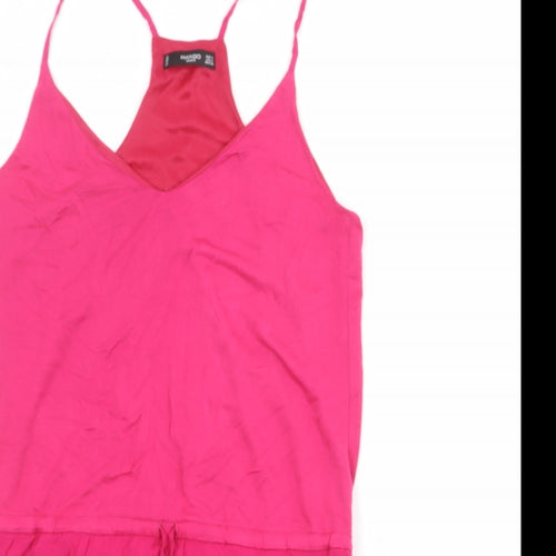Mango Womens Pink Viscose Slip Dress Size S V-Neck Pullover