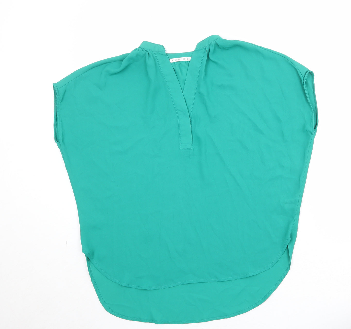 Violet & Claire Womens Green Polyester Basic Blouse Size M V-Neck