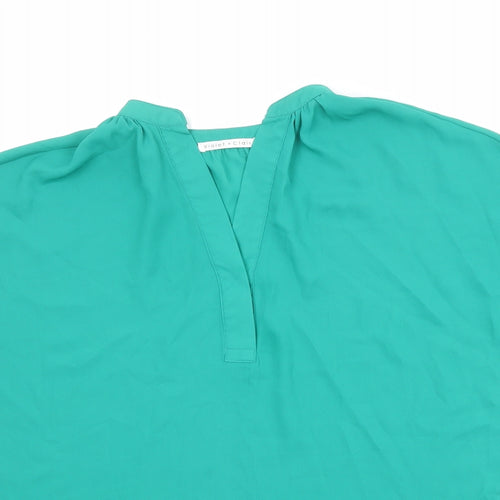 Violet & Claire Womens Green Polyester Basic Blouse Size M V-Neck
