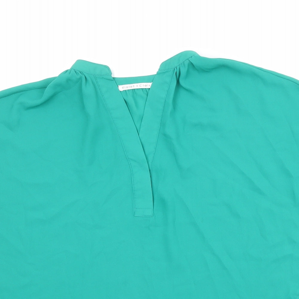Violet & Claire Womens Green Polyester Basic Blouse Size M V-Neck