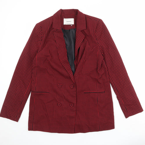 Stradivarius Womens Red Check Polyester Jacket Suit Jacket Size M