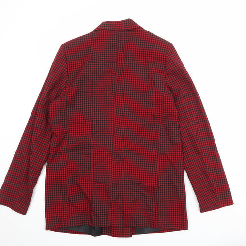 Stradivarius Womens Red Check Polyester Jacket Suit Jacket Size M