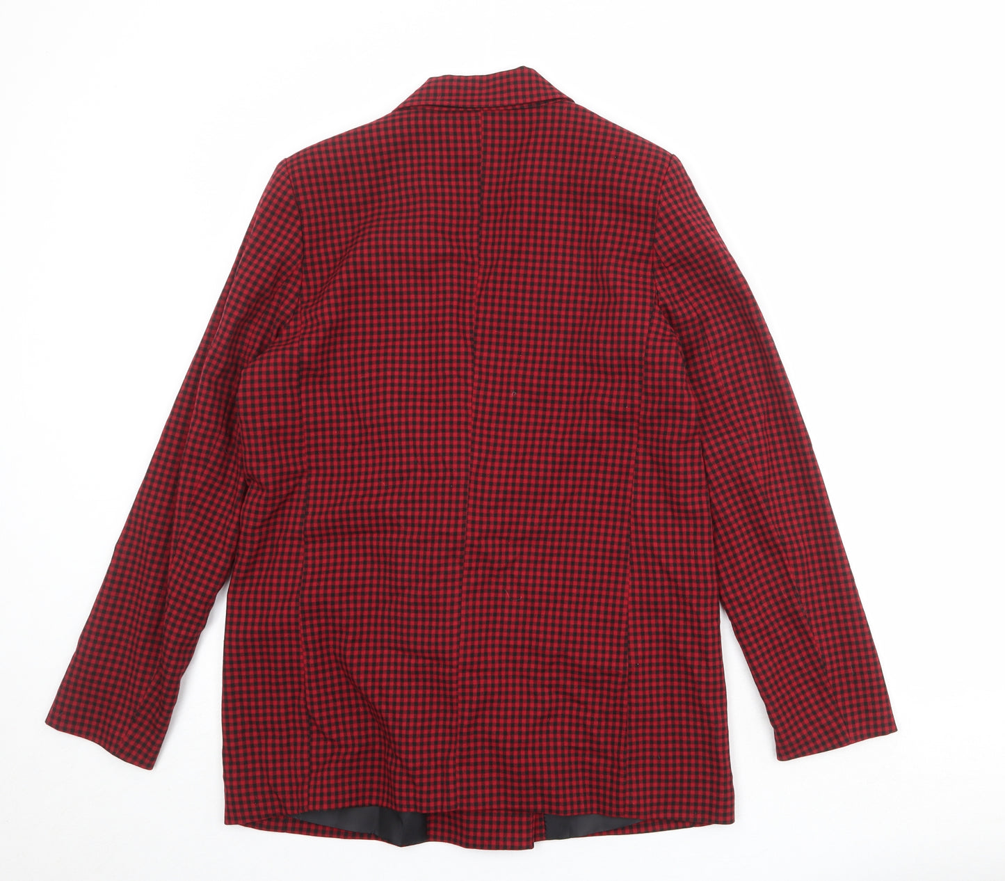 Stradivarius Womens Red Check Polyester Jacket Suit Jacket Size M