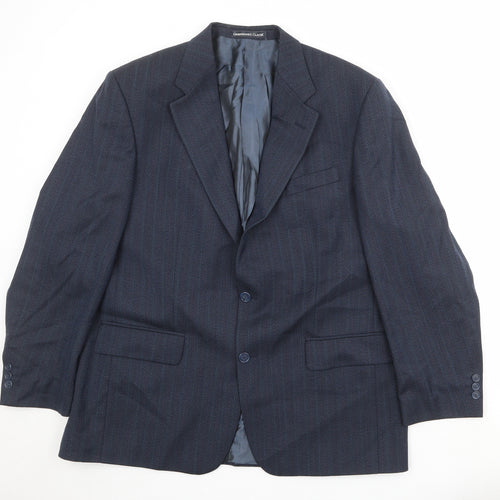 Greenwoods Mens Blue Striped Polyester Jacket Suit Jacket Size 44 Regular