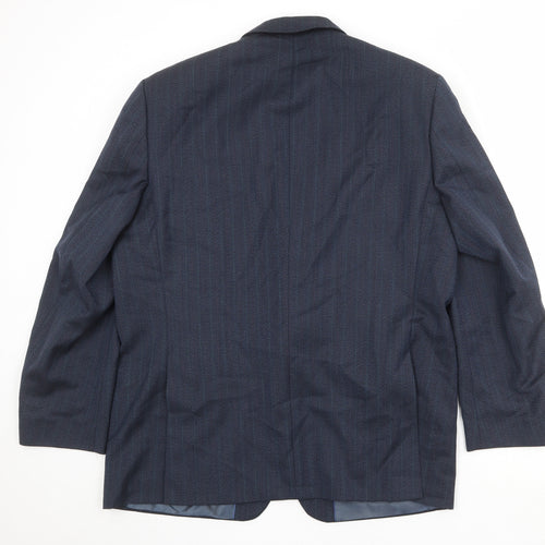 Greenwoods Mens Blue Striped Polyester Jacket Suit Jacket Size 44 Regular