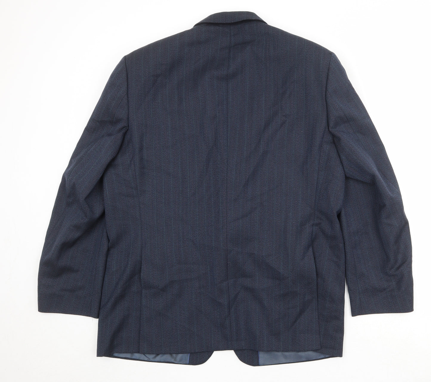 Greenwoods Mens Blue Striped Polyester Jacket Suit Jacket Size 44 Regular