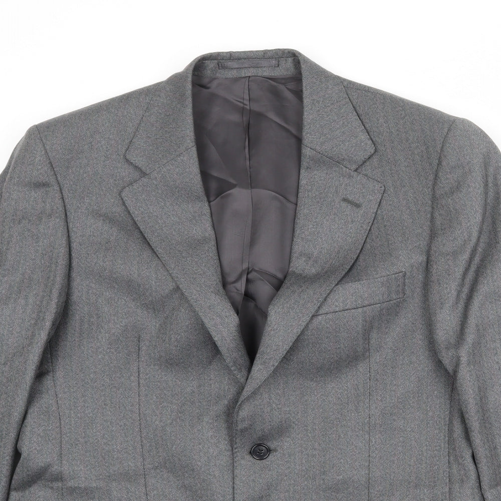 Magee Mens Grey Wool Jacket Suit Jacket Size 40 Regular