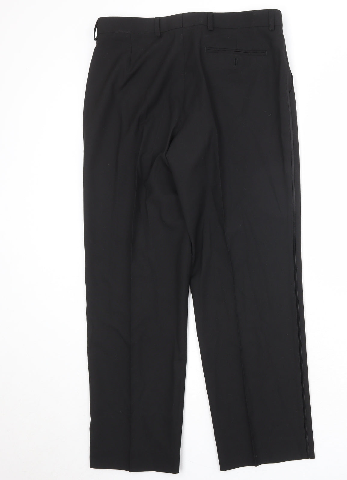 Marks and Spencer Mens Black Polyester Dress Pants Trousers Size 34 in Regular Zip