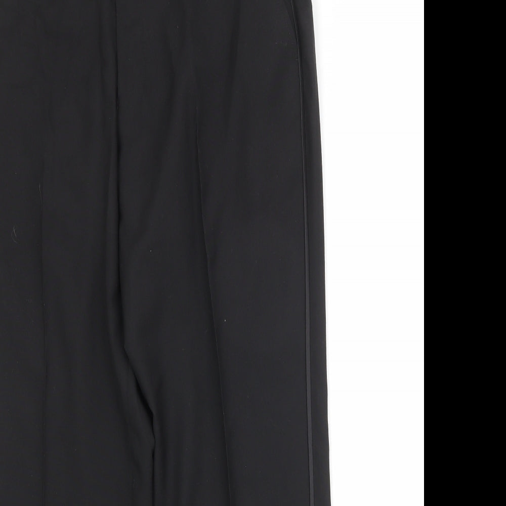 Marks and Spencer Mens Black Polyester Dress Pants Trousers Size 34 in Regular Zip