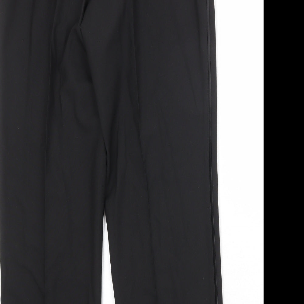 Marks and Spencer Mens Black Polyester Dress Pants Trousers Size 34 in Regular Zip