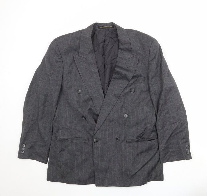 Marks and Spencer Mens Grey Striped Polyester Jacket Suit Jacket Size 38 Regular