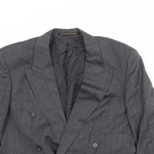 Marks and Spencer Mens Grey Striped Polyester Jacket Suit Jacket Size 38 Regular
