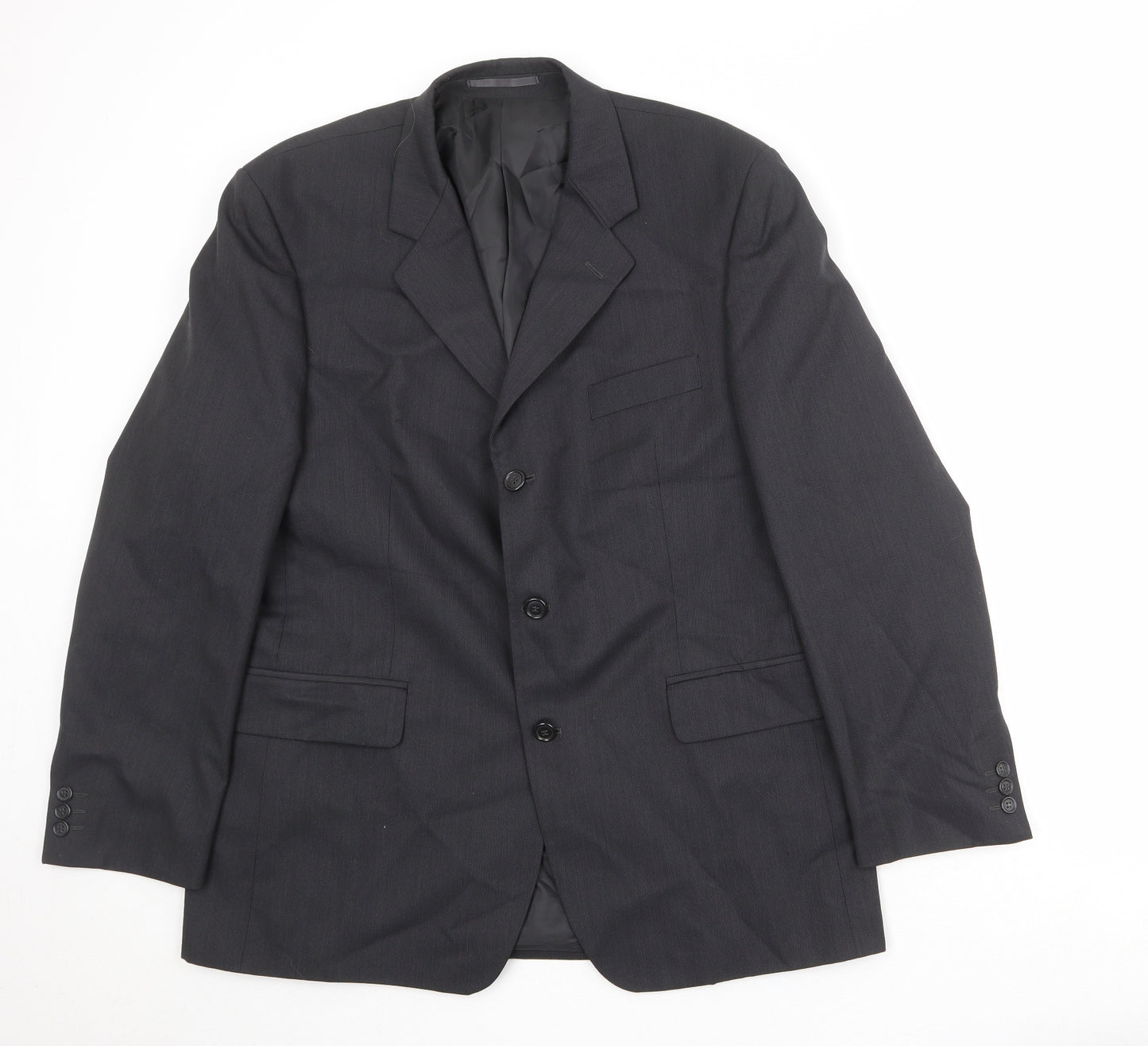 Pinstripe Mens Black Polyester Jacket Suit Jacket Size 44 Regular