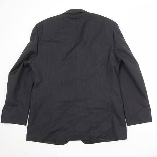 Pinstripe Mens Black Polyester Jacket Suit Jacket Size 44 Regular