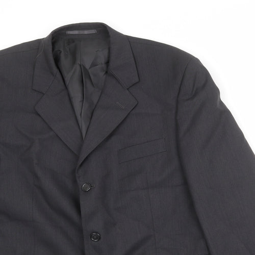 Pinstripe Mens Black Polyester Jacket Suit Jacket Size 44 Regular