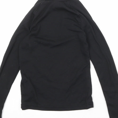 DECATHLON Girls Black Polyester Basic T-Shirt Size 8 Years High Neck Pullover