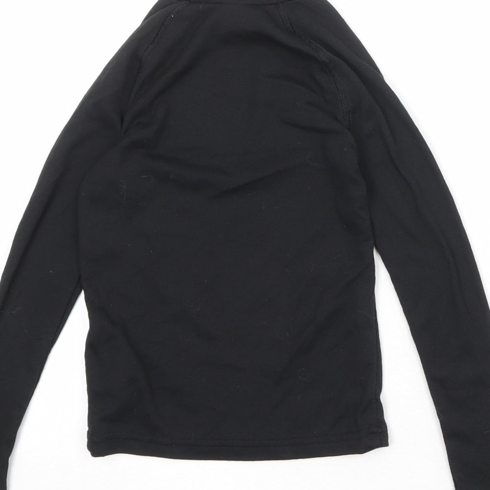 DECATHLON Girls Black Polyester Basic T-Shirt Size 8 Years High Neck Pullover