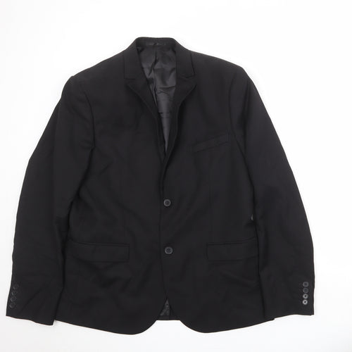 H&M Mens Black Polyester Jacket Suit Jacket Size 44 Regular